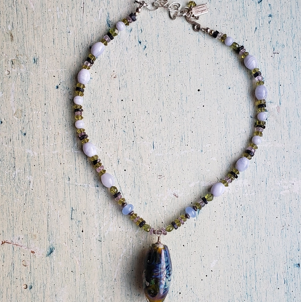 Sterling Silver Glass Bead Necklace